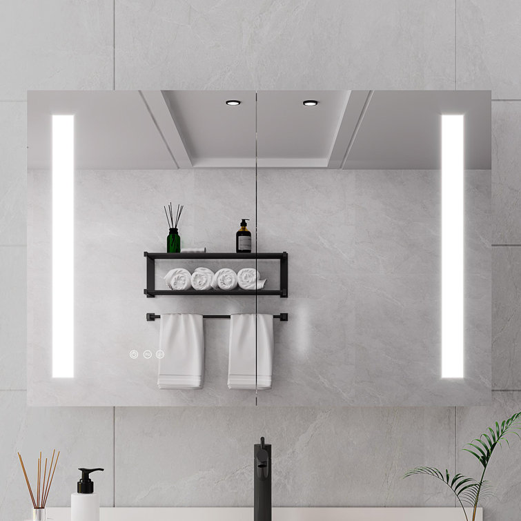 Wrought Studio Armoire à pharmacie sans cadre avec miroir et 2